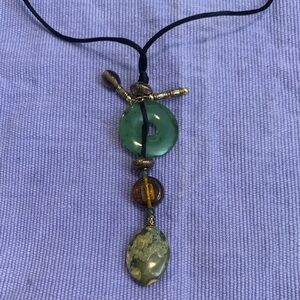 Vintage Stone and Glass Pendant Necklace